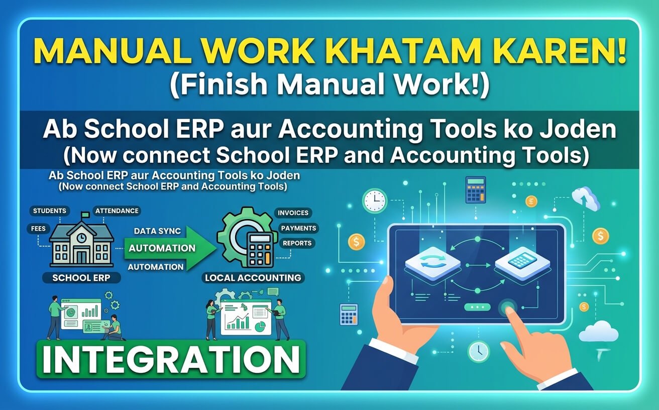 School ERP ko local accounting tools ke sath manual work khatam karne ke liye kaise joda jaye