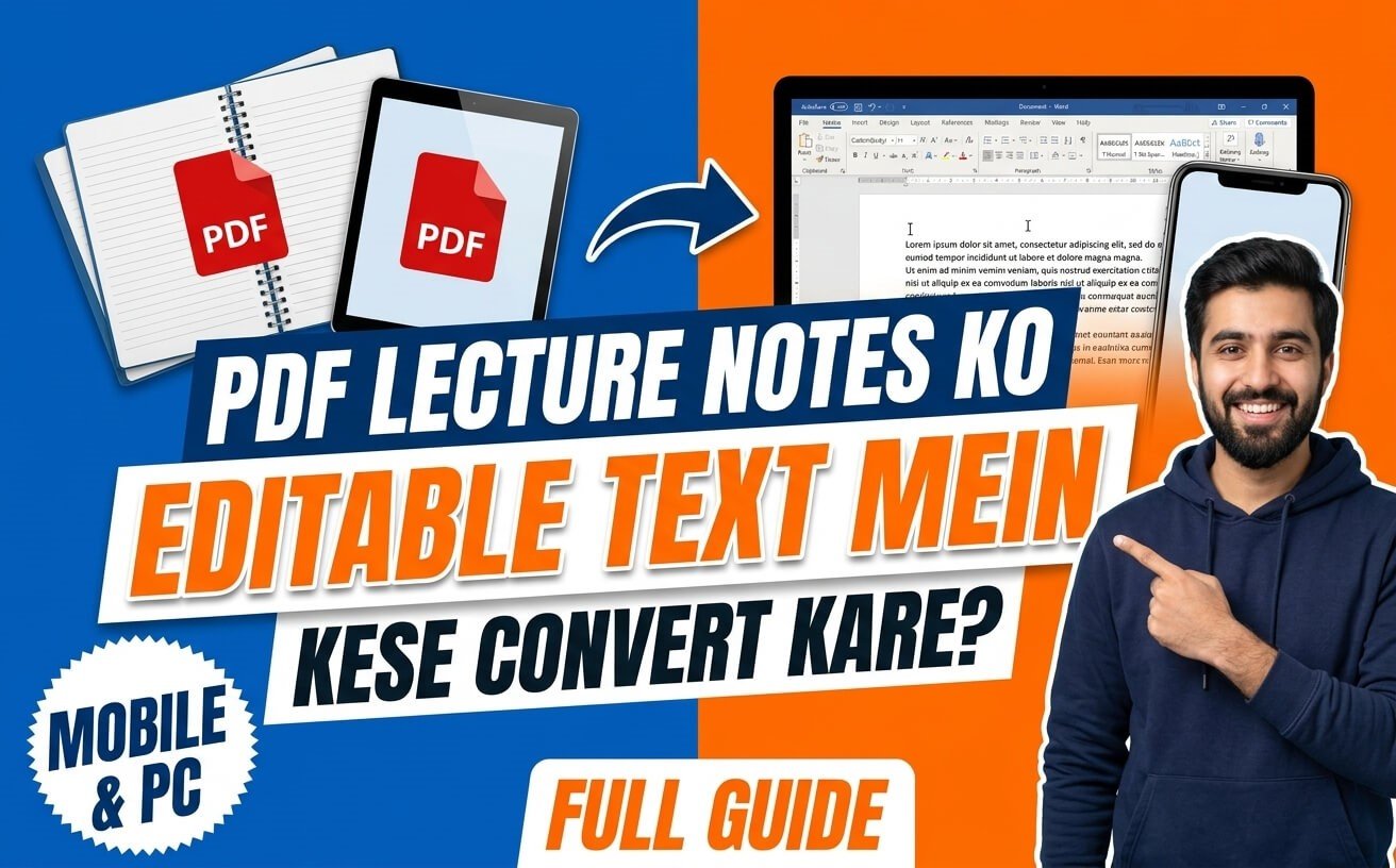 PDF lectures notes ko editable text me kese convert kare full guide